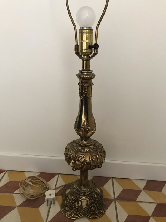 Image 1 of Lámpara de mesa de fundición de metal blanco de Loevsky &amp; Loevsky