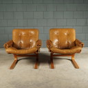 2x Vintage Elsa & Nordahl Solheim Kengu armchairs