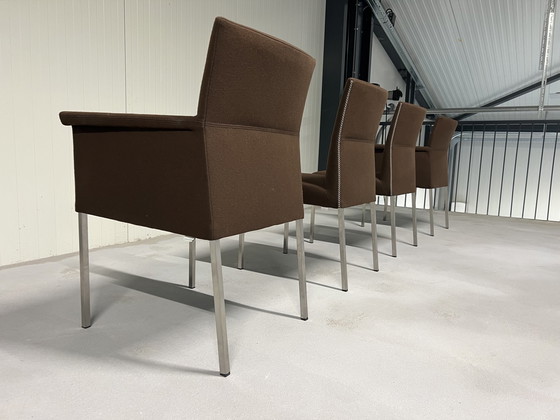 Image 1 of 4 Bert plantagie Groove dining chairs brown wool fabric