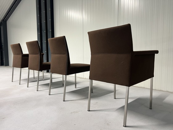 Image 1 of 4 Bert plantagie Groove dining chairs brown wool fabric