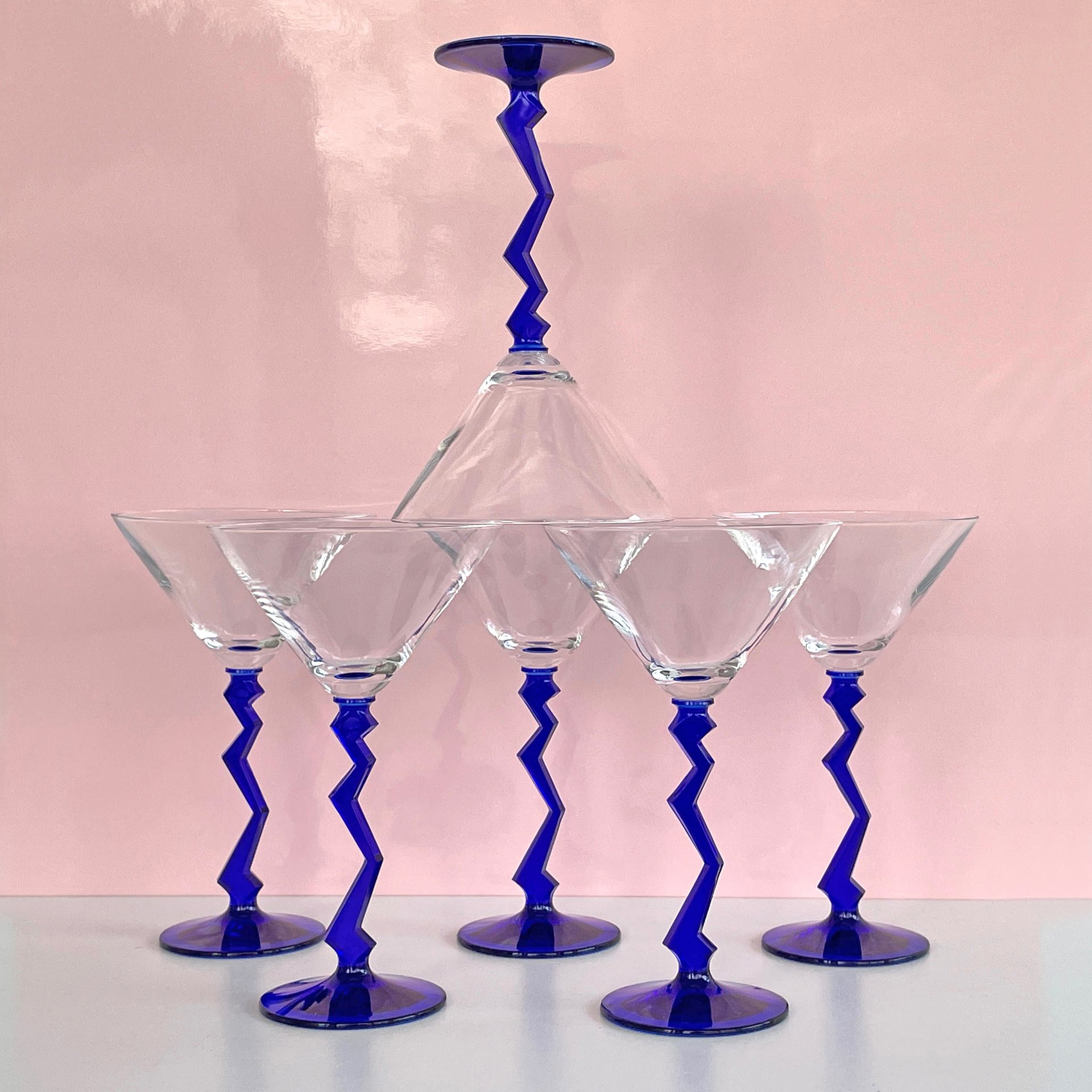 Pink Wine Glasses Nordic, Colored Stem Glass Cups, Blue Stem Glass