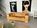 Machalke, 3 + 2.5 seater sofa + Hocker + 4 cushions, honey colour