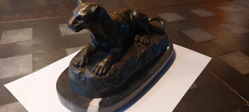 Beeld Phanther of Tunis brons – beeldhouwkunst, Bronze, Vintage (photo 2 of 6)