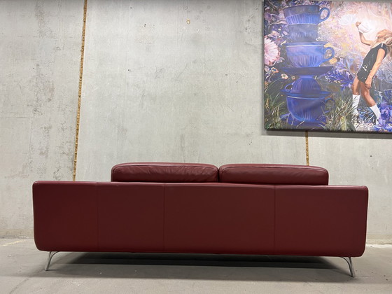 Image 1 of Leolux Paleta Sofa Ceras Maroon Leather