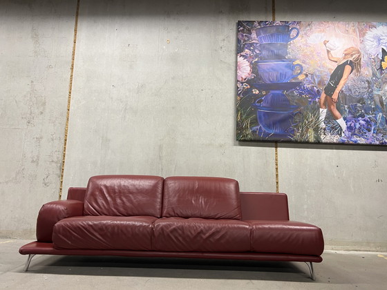 Image 1 of Leolux Paleta Sofa Ceras Maroon Leather