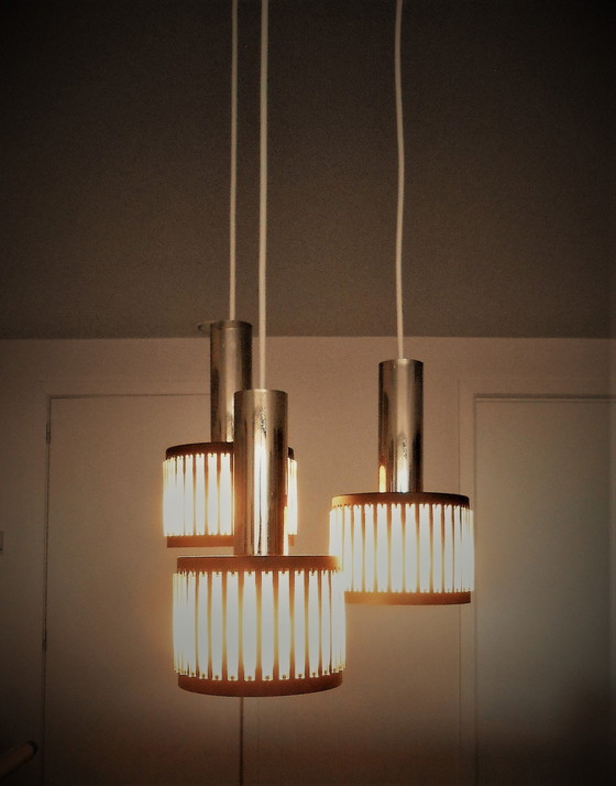 Image 1 of 3-light cascade hanging lamp by Schmahl & Schulz (Germany)