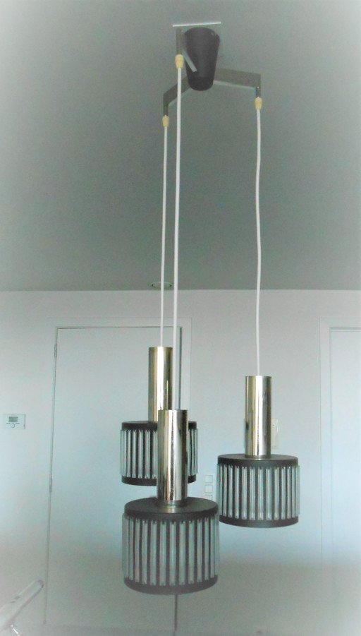 Lampe suspendue cascade à 3 lumières par Schmahl & Schulz ( Allemagne )