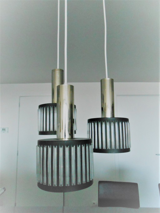 Lampe suspendue cascade à 3 lumières par Schmahl & Schulz ( Allemagne )