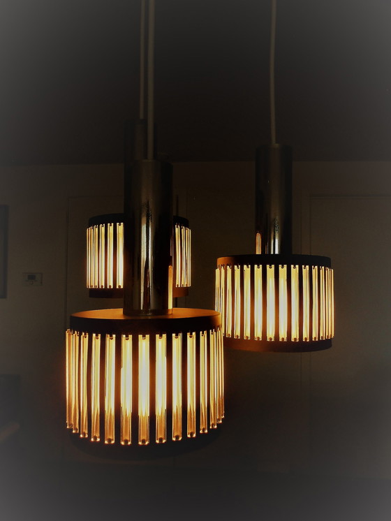 Image 1 of 3-light cascade hanging lamp by Schmahl & Schulz (Germany)