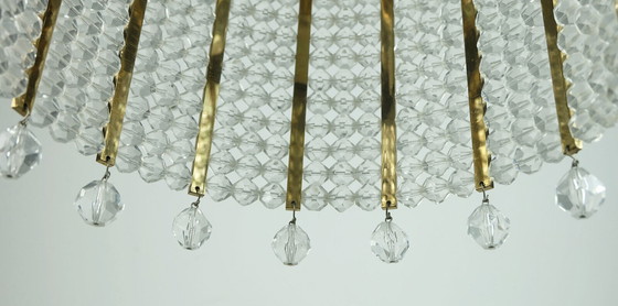 Image 1 of 1960s PENDANT LIGHT brass and acrylic hollywood regency style