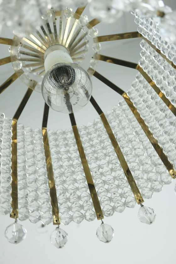 Image 1 of 1960s PENDANT LIGHT brass and acrylic hollywood regency style