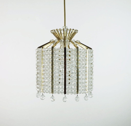 1960s PENDANT LIGHT brass and acrylic hollywood regency style