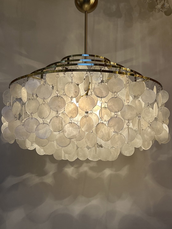 Image 1 of Capiz pendant chandelier pearl shell lamp XL