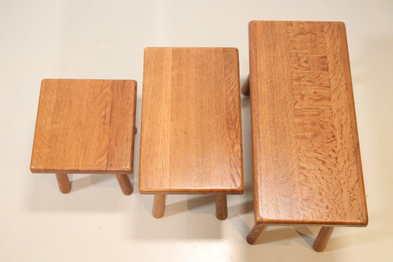 Image 1 of Set of solid oak brutalist nesting tables