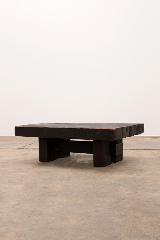 Image 1 of Table basse brutaliste en pin par Jens Lyngsøe pour Havdrup Trævarefabrik