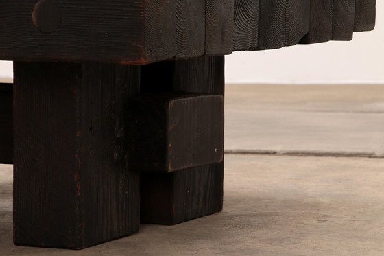 Image 1 of Table basse brutaliste en pin par Jens Lyngsøe pour Havdrup Trævarefabrik