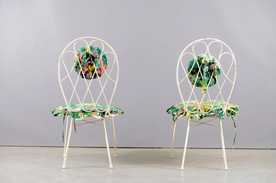 Image 1 of Mid-Century White Iron Chairs, 1960s, Set of 2