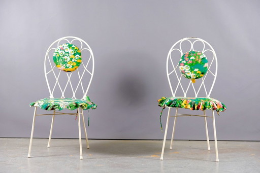 Mid-Century White Iron Chairs, 1960s, Set of 2