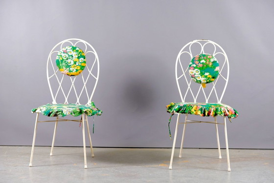 Image 1 of Mid-Century White Iron Chairs, 1960s, Set of 2