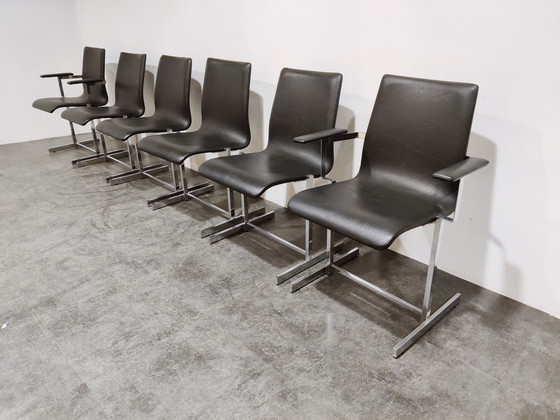 Image 1 of 6 Vintage chrome dining chairs, 1970s