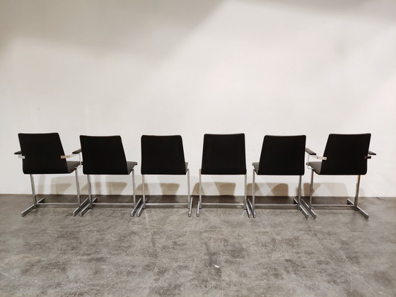 Image 1 of 6 Vintage chrome dining chairs, 1970s