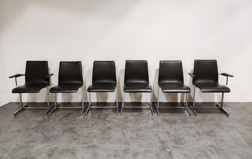 6 Chaises de salle à manger vintage chromées, 1970