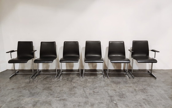 Image 1 of 6 Vintage chrome dining chairs, 1970s