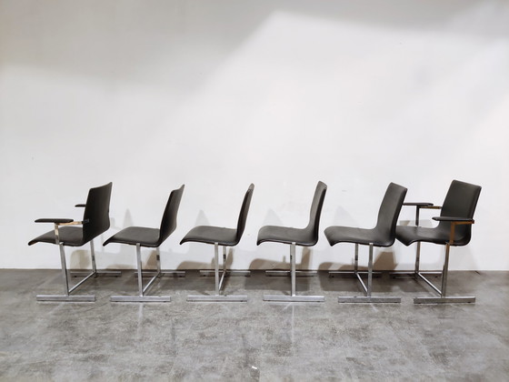 Image 1 of 6 Vintage chrome dining chairs, 1970s