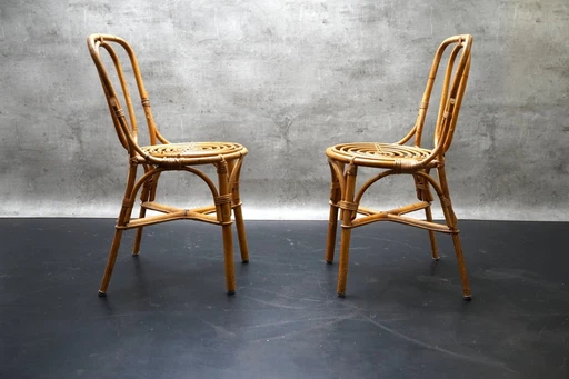 Italian Bamboo Chairs, 1950s, Set of 2