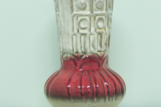 Image 1 of vase gris & rouge Allemagne de l'Ouest Carstens