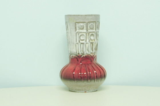 Image 1 of gray & red West Germany vase Carstens