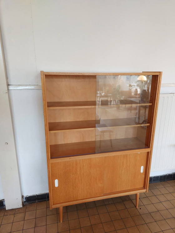 Image 1 of Display cabinet with white handles and glass sliding doors