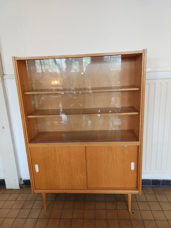 Image 1 of Display cabinet with white handles and glass sliding doors