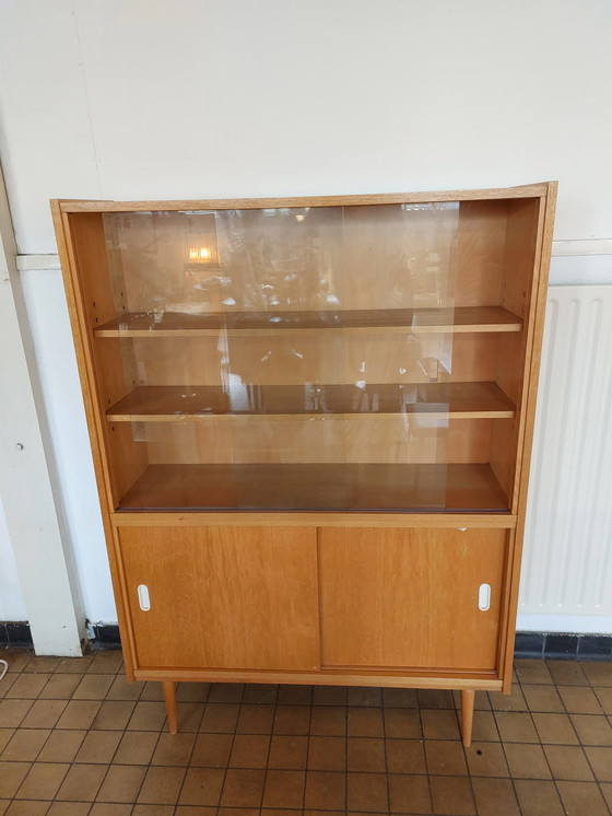 Image 1 of Display cabinet with white handles and glass sliding doors