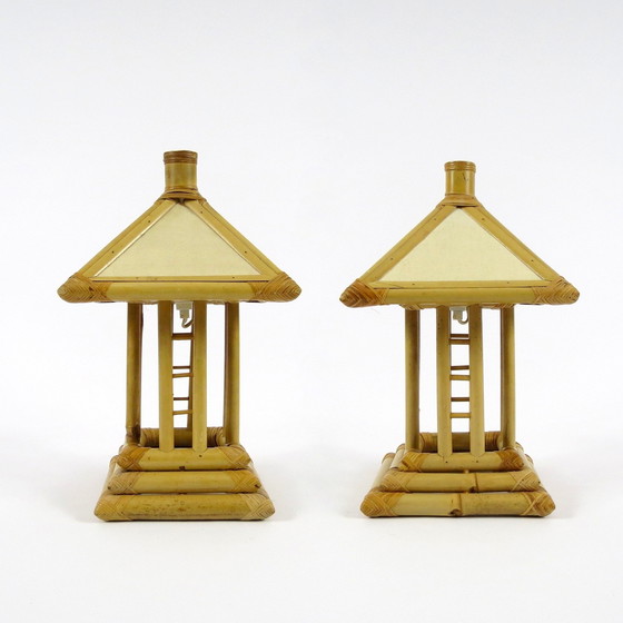 Image 1 of 2x vintage oriental table lamps
