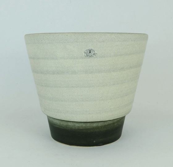 Image 1 of  FLOWERPOT planter u-keramik stripe pattern shades of gray and black 50s 60s