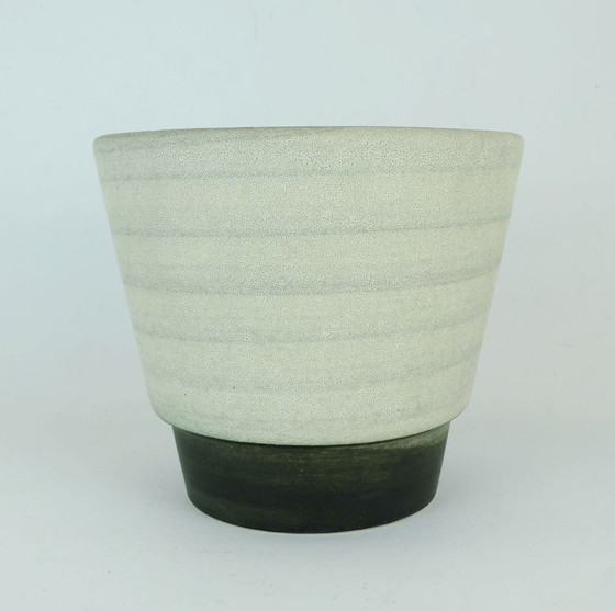 Image 1 of  FLOWERPOT planter u-keramik stripe pattern shades of gray and black 50s 60s