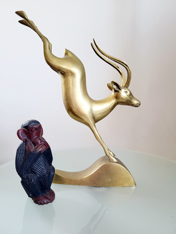 Image 1 of Vintage brass/ brass antelope or gazelle , 1970s