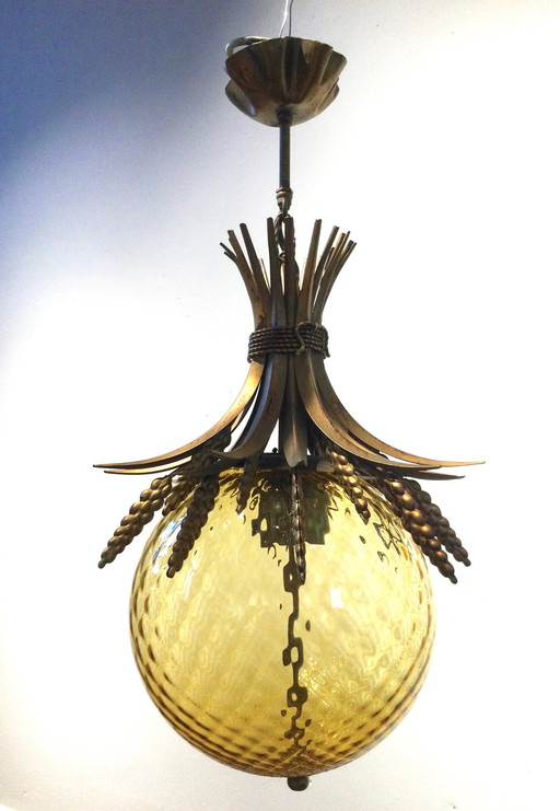 Ears of corn chandelier with glass ball