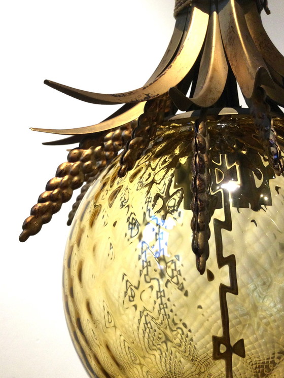 Image 1 of Ears of corn chandelier with glass ball