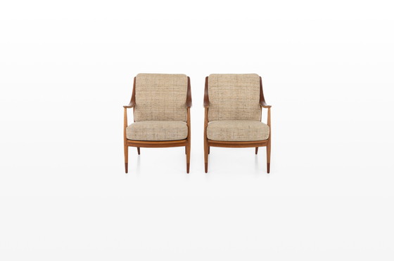 Image 1 of 2 x FD144 Easy Chairs in Oak and Teak by Peter Hvidt & Orla Mølgaard-Nielsen for France & Søn / France & Daverkosen, 1950s