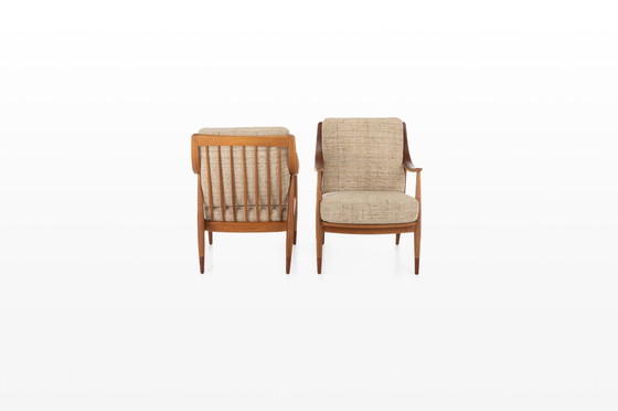 Image 1 of 2 x FD144 Easy Chairs in Oak and Teak by Peter Hvidt & Orla Mølgaard-Nielsen for France & Søn / France & Daverkosen, 1950s