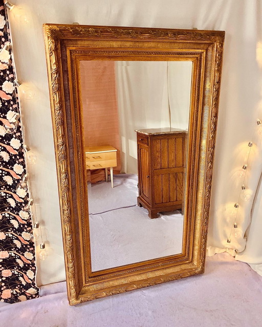 Large antique mirror faceted glass