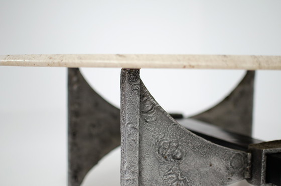 Image 1 of Brutalist travertin coffee table