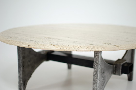 Image 1 of Brutalist travertin coffee table