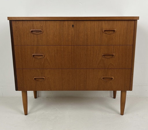 Teak veneer Swedish chest of drawers