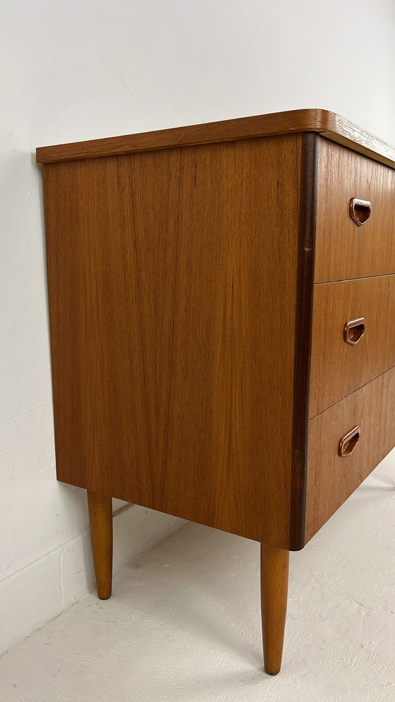 Image 1 of Teak veneer Swedish chest of drawers