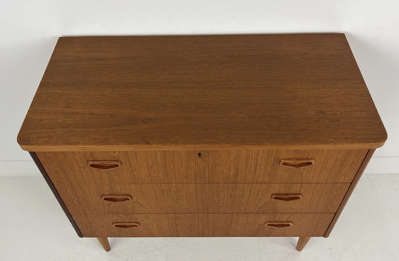 Image 1 of Teak veneer Swedish chest of drawers