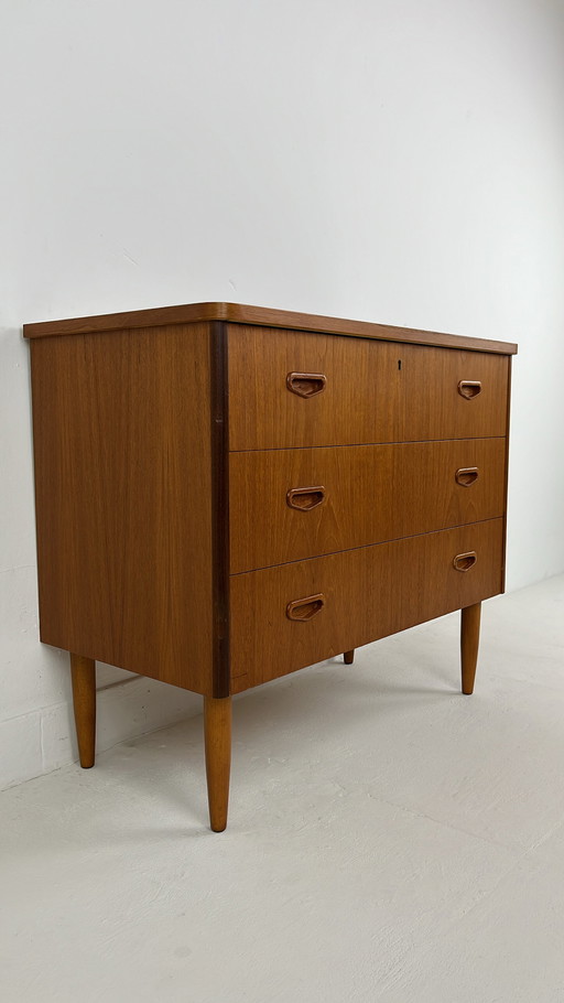 Teak veneer Swedish chest of drawers