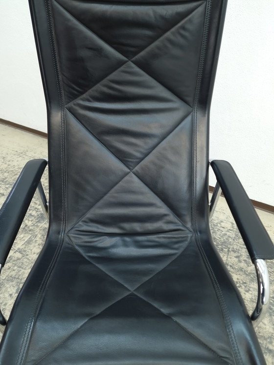 Image 1 of Strässle Hans Eichenberger designer chair with Stools leather chair 